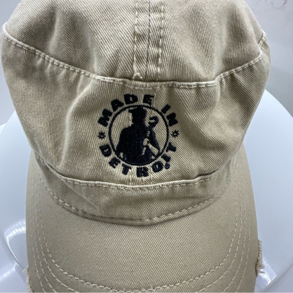 Detroit Made in Detroit distressed cadet cap hat tan strapback - Picture 6 of 8